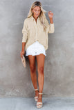Pocketed Button Ribbed Textured Shacket
