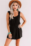 Black Ruffled Straps Sleeveless Romper
