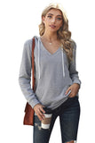 V Neck Kangaroo Pocket Drawstring Hoodie