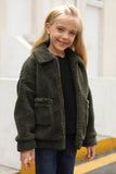 Lapel Zipper Pockets Girl's Sherpa Coat