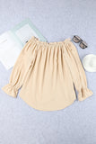 Frilled Off-shoulder Neckline Loose Blouse