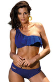 One Shoulder Swimsuit with Ruffles