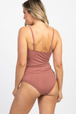 Ribbed Snap Front One-piece Maternity Swimsuit