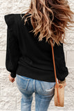 Frilled Shoulder Detail Cable Knit Sweater