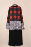 Buffalo Plaid Leopard Colorblock Plus Size Duster Cardigan