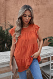 Dusty Pink Polka Dot Babydoll Style Flutter Sleeve Top
