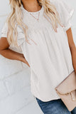 White Tiered Sleeve Frilled Neck Dotted Top