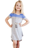 Colorblock Patchwork Striped Girls’ Dress