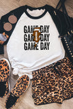 Black GAME DAY Graphic Print Color Block Top