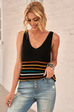 Multicolor Stripes White Knit Tank Top