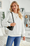 Plain Drop-shoulder Pullover Sweatshirt /Black/Green