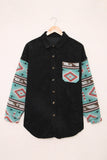 Aztec Pattern Sleeve Pocketed Corduroy Shirt