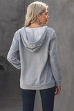 V Neck Kangaroo Pocket Drawstring Hoodie