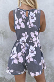 Floral Ruffled Pocket Sleeveless Romper