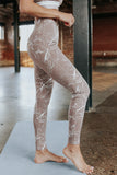 Khaki Marble Print Sports Bra and Leggings Active Wear