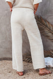 Beige Cotton Blend Relaxed Top and High Rise Pants Lounge Set