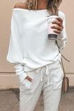 Slouchy One Shoulder Dolman Sleeves Ribbed Sweater