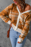 Orange Fluff Knitted Button Up Cardigan Sweater