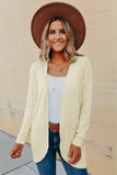 Open Front Rounded Hem Textured Knit Cardigan