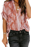 Printed Pocket Short Sleeve Blouse