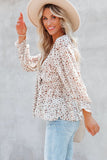 Floral Print Front Tie Ruffled Long Sleeve Blouse