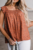 Floral Print Smocked Flounce Sleeveless Top