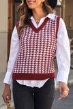 V Neck Argyle Plaid Knitted Sweater Vest