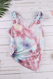 Tie Dye Ruffled V-Neck Tank