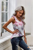Pink Tie Dye Ruffled V-Neck Tank