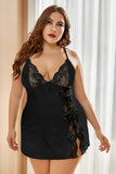 Multicolor Lace Stitching Tie Dye Plus Size Babydoll
