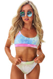 Multicolor Tie Dye Ribbed Texture Bikini Swimsuit