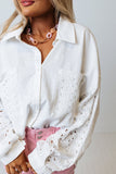 Eyelet Detail Oversize Shirt with Chest Pockets