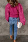 Rose Textured Bubble Sleeve Knit Sweater