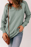 V Neck Drop Shoulder Sweatshirt with Pocket