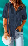 Leopard Jacquard Short Sleeve Satin Blouse