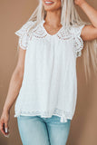 White Eyelet Ruffled Cap Sleeve Babydoll Top