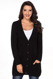 Multicolor Front Pocket and Buttons Closure Cardigan