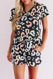 Leopard Tee and Drawstring Shorts Lounge Set