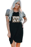 Pray Leopard Spliced Short Sleeve Ruched Mini Dress