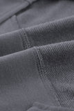 Khaki Drawstring Color Block Stripe Casual Hoodie