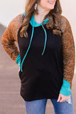 Western Print Color Block Plus Size Hoodie