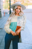 Patchwork Color Block Ribbed Long Sleeve Top