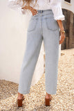 High Waist Straight Leg Distressed Jeans