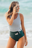 Printed Zipped Racerback Maillot