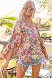 Yellow Colored Drawing Flowers Sexy Off Shoulder Top