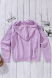 Kangaroo Pocket Button Lace Drawstring Hooded Pullover Sweater