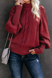 Housewarming Cable Knit Balloon Sleeve Sweater