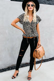 V-neck Short Sleeve Fashion Print Fantasy Fluttering Blouse