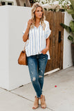 Striped Short Sleeve Buttoned Pocket Shirt