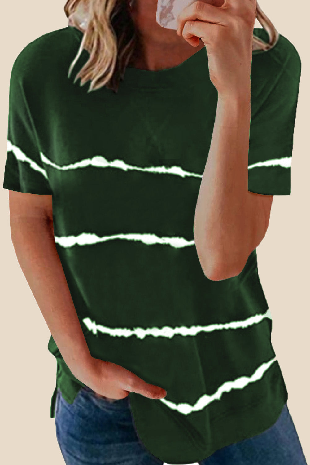 Tie-dye Stripe Casual T-Shirt